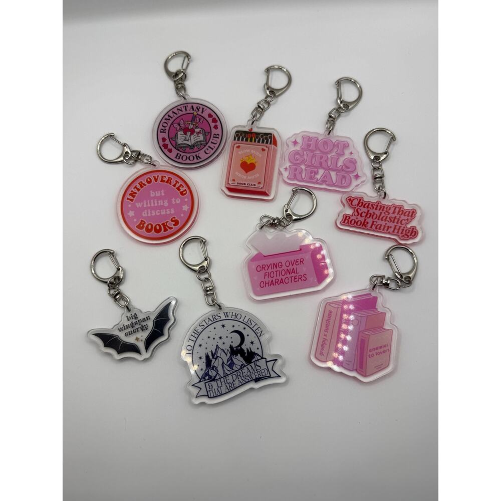 ⭐PICK 3/$15 Book Trope Stack Acrylic Keychain, BookTok Reader Gift - Picture 4 of 5